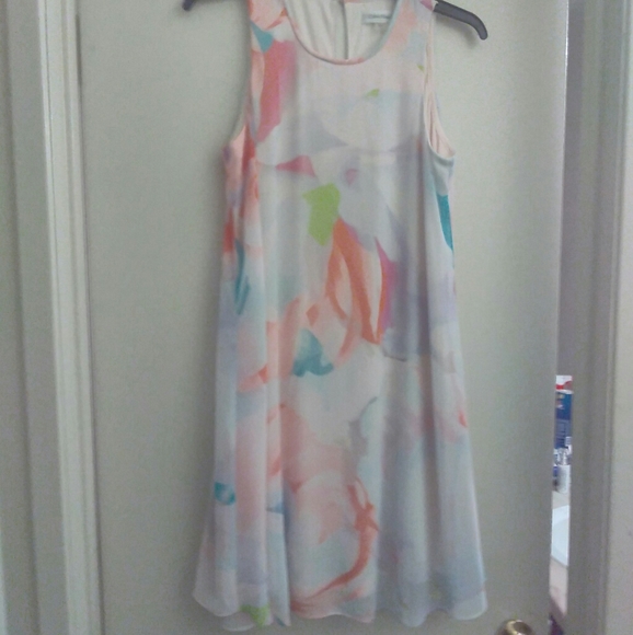 Calvin Klein Sheer Lined Short Dress Size 10 P - Picture 1 of 1